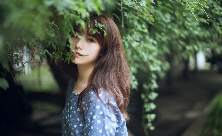 烈日下森女系少女唯美校园清新写真