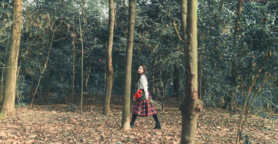 清纯双马尾妹子森林森系唯美写真