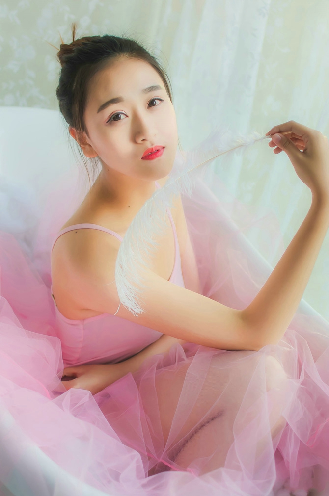 芭蕾舞女孩私房粉红纱裙甜美清纯