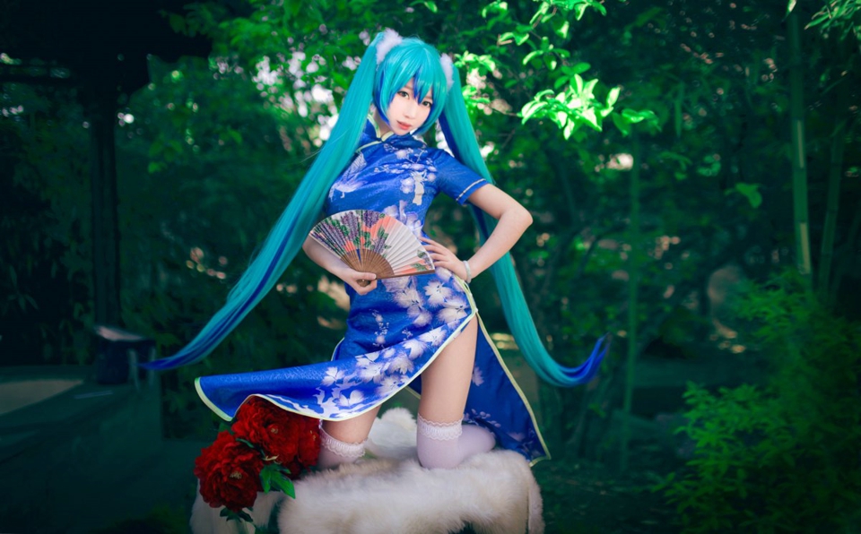 VOCALOID双马尾古风萝莉初音未来旗袍cos