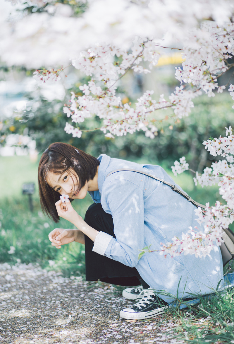 日系少女樱花树下唯美写真