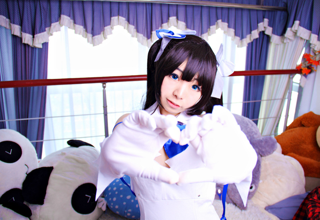 可爱双马尾少女赫斯缇雅私房白皙cosplay