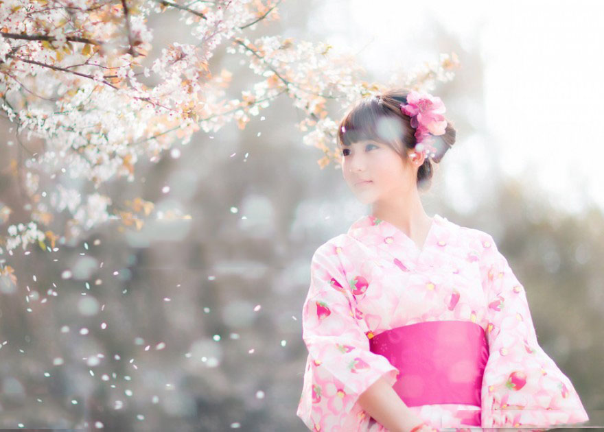 美丽如画的和服少女白皙清新靓丽写真