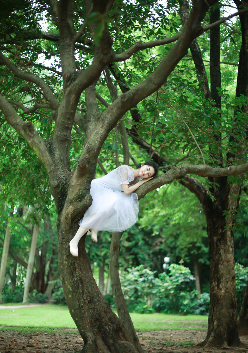 芭蕾舞少女蕾丝舞裙野外清纯静谧写真
