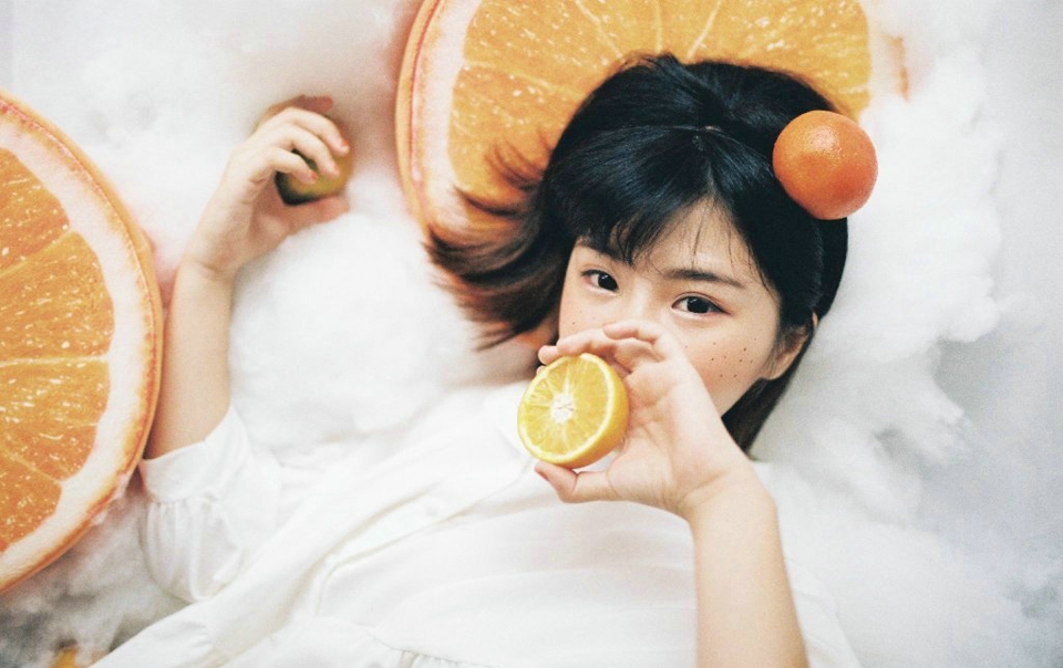 橙子少女雀斑妆可爱活泼可人