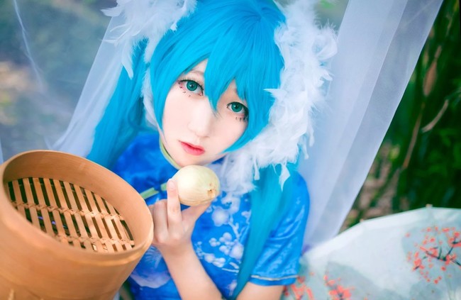 初音miku清纯旗袍甜美白丝cosplay写真