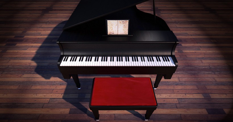 放置的钢琴与琴凳图片(9张)