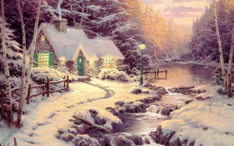 冬日雪景油画图片(24张)
