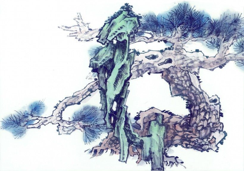 古树奇石水墨图片(63张)