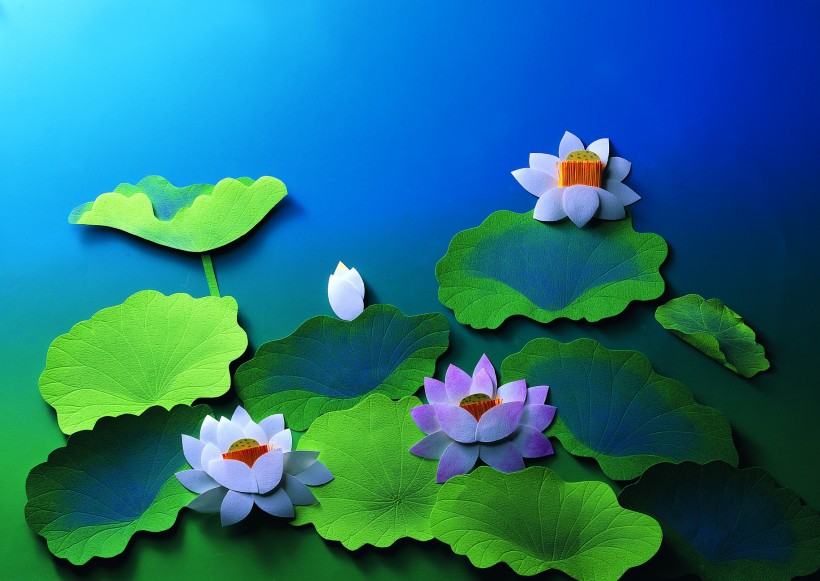 河流花朵纸雕图片(6张)