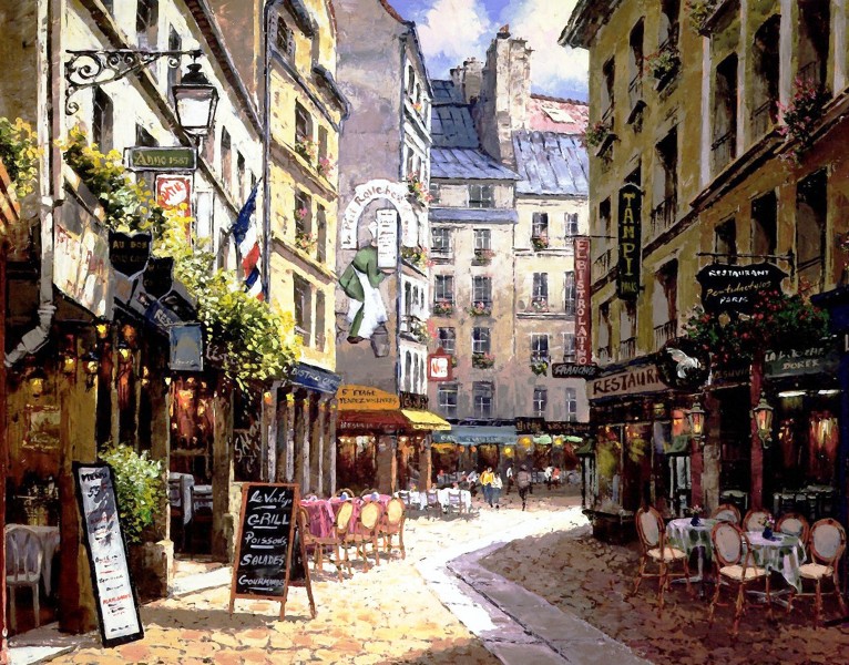 欧洲小镇风景油画图片(19张)