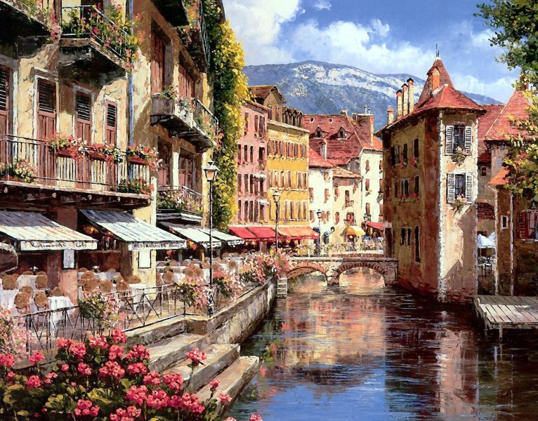 欧洲小镇风景油画图片(19张)
