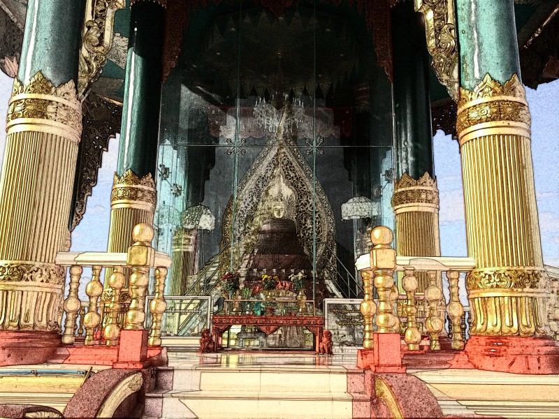 缅甸风情素描图片(22张)