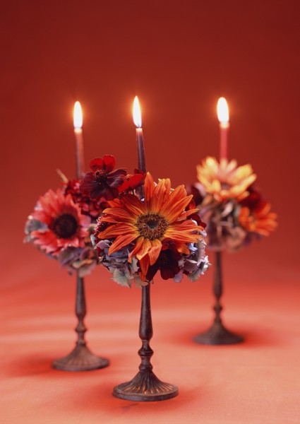 点燃的蜡烛与花朵图片(10张)