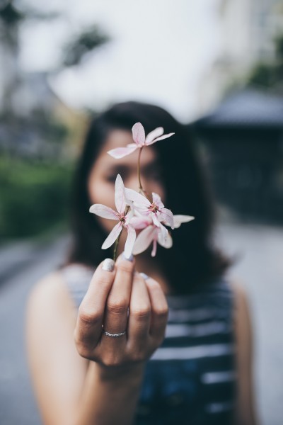 手里拿着各种各样的花图片(15张)