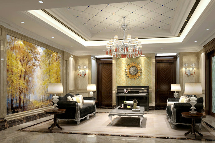 新古典奢华风格别墅客厅装修效果图