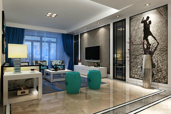 128平方米欧式风格公寓三居室家居装修效果图