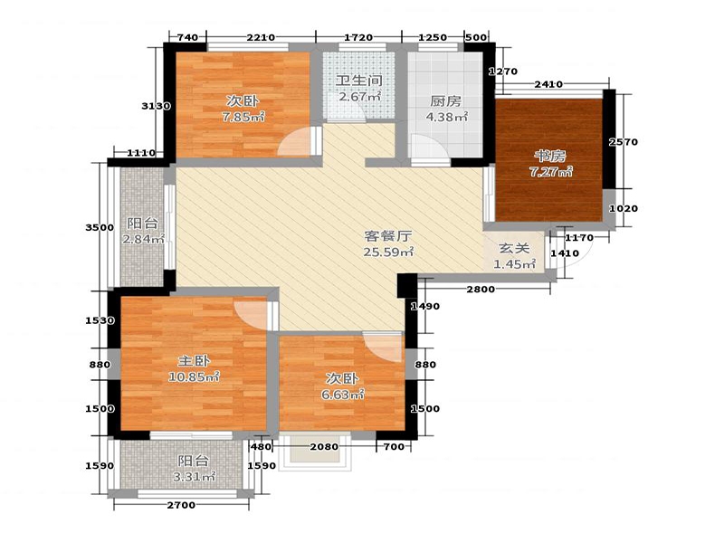 105平方新中式雅致唯美四室两厅装潢图