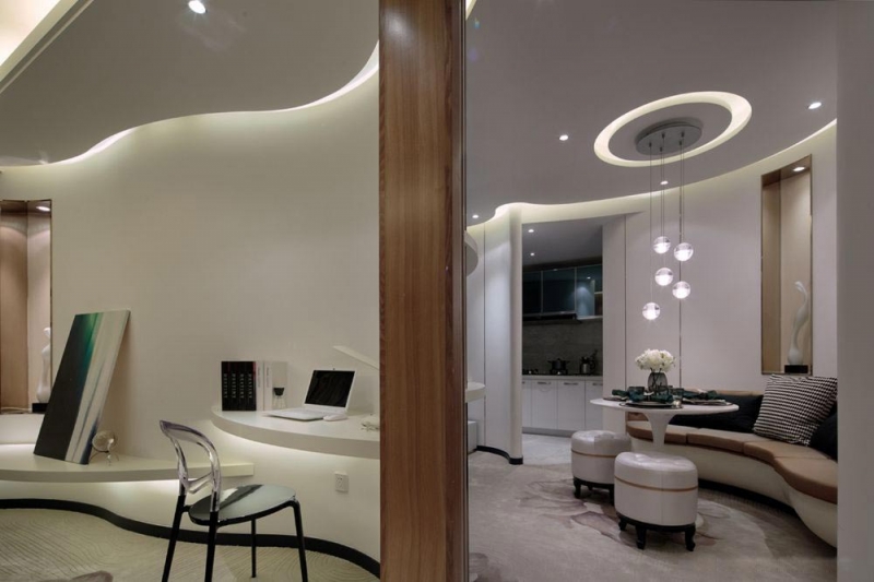 曲线空间现代风格创意三居装潢设计