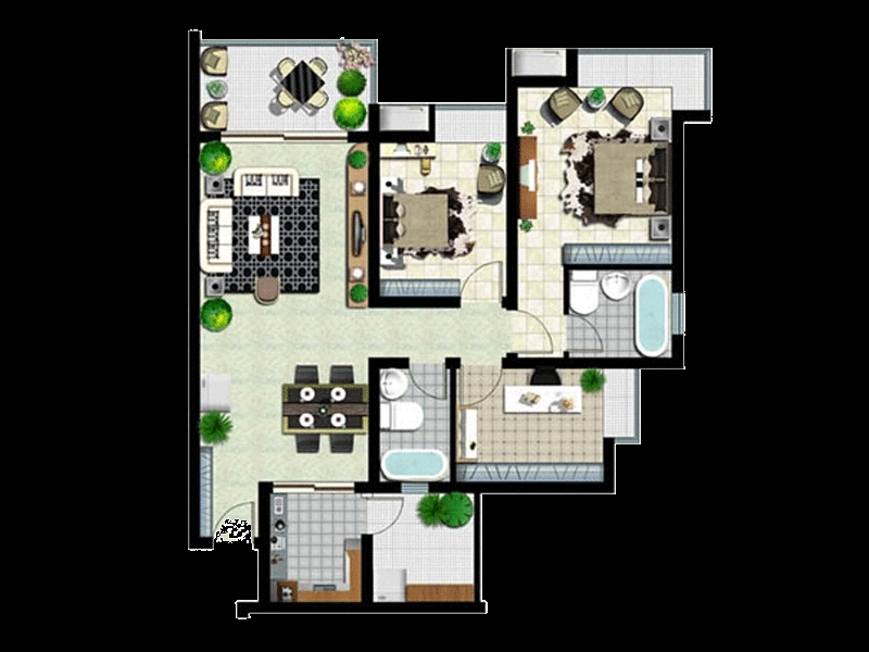 2016美式浅色世界三居室装修效果图