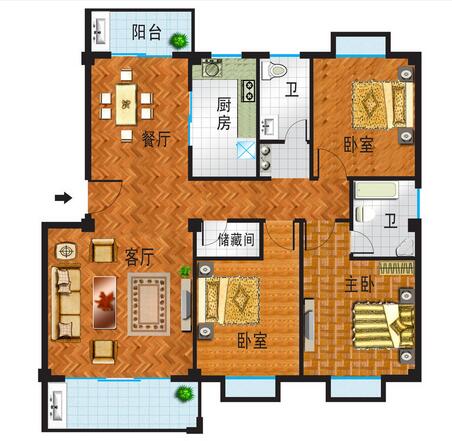 质感混搭三居装修案例赏析