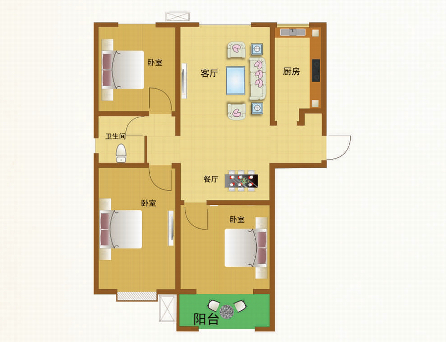 现代中式风格三居装修设计效果图