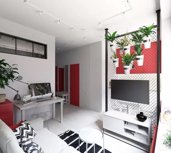35㎡精致的单身小公寓设计装修效果图