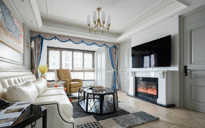 现代美式风三居室装修设计，精致典雅的灰色调给人一种高级感’