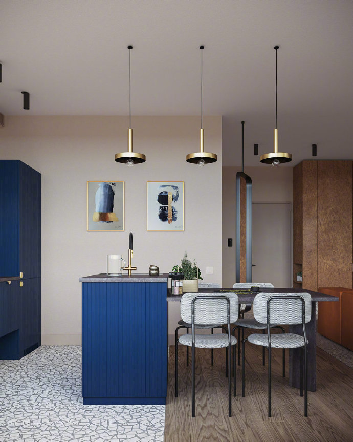 橙和蓝配色的现代家装修效果图欣赏