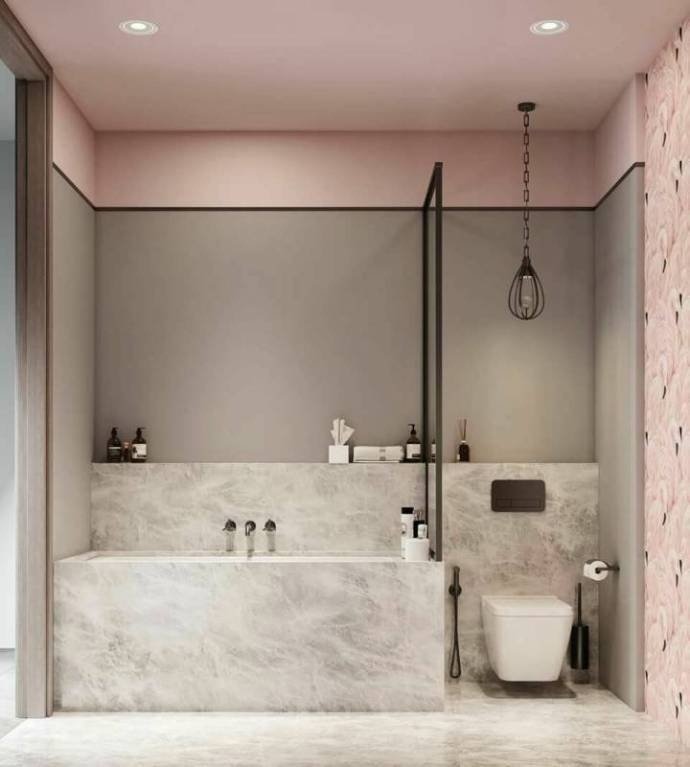 粉嫩的卫生间设计，很温馨