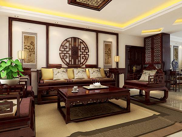 中式客厅沙发单人沙发设计方案