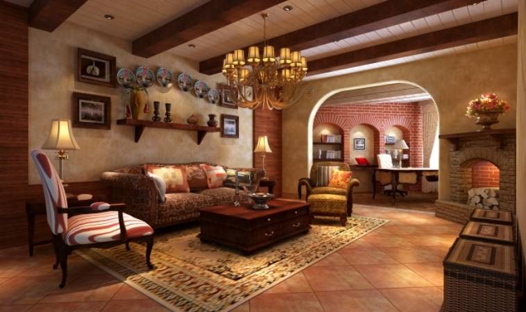 美式美式风格客厅背景墙沙发客厅沙发设计案例展示