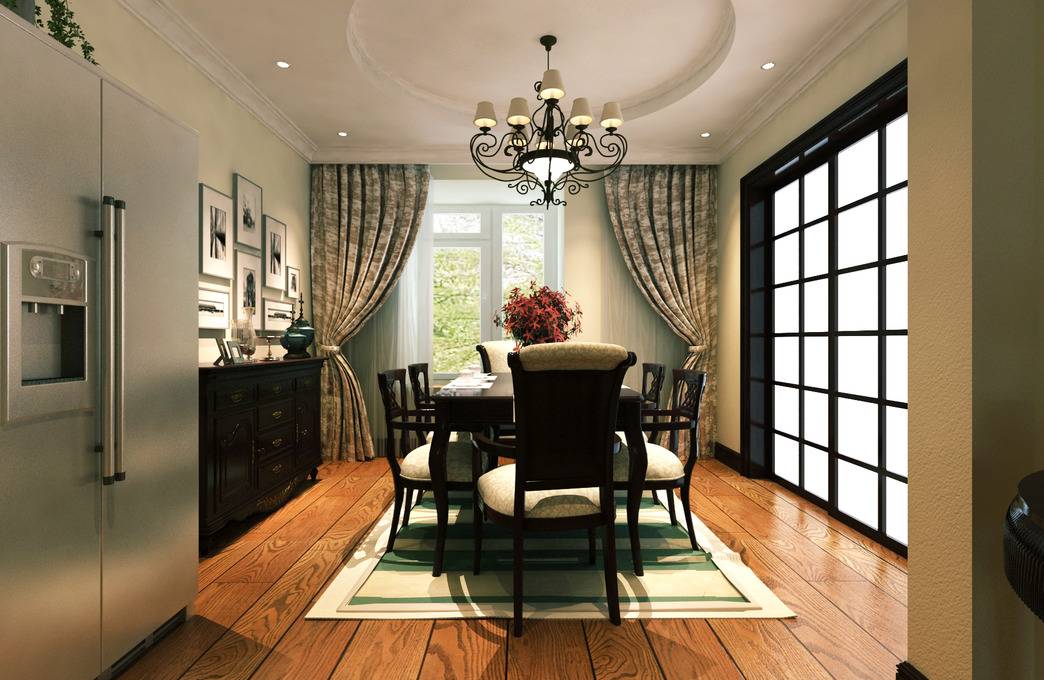 美式美式风格餐厅窗帘设计方案