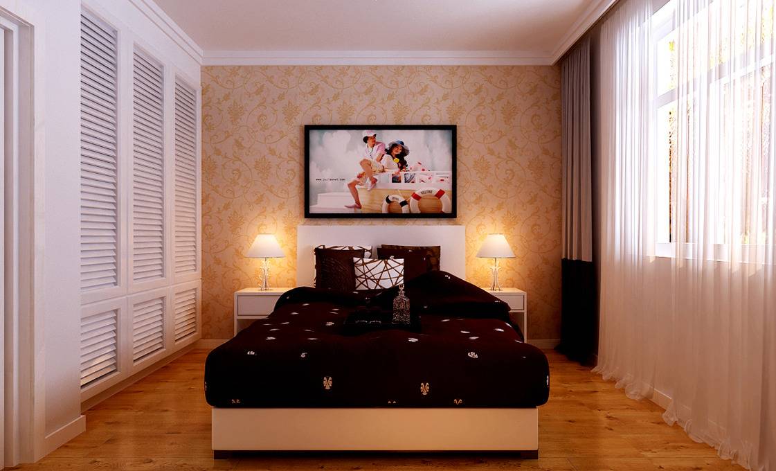 现代卧室窗帘装修案例