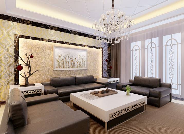 中式中式风格新中式客厅背景墙沙发客厅沙发装修案例