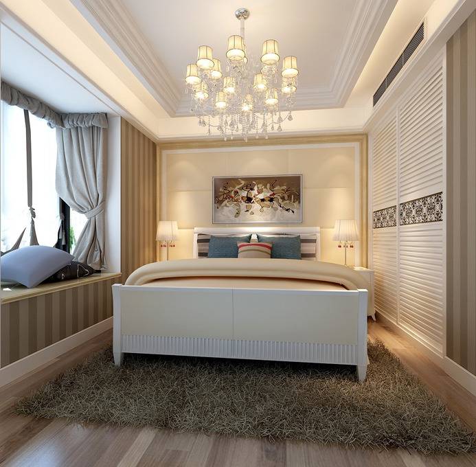 欧式卧室吊顶窗帘衣柜设计案例展示