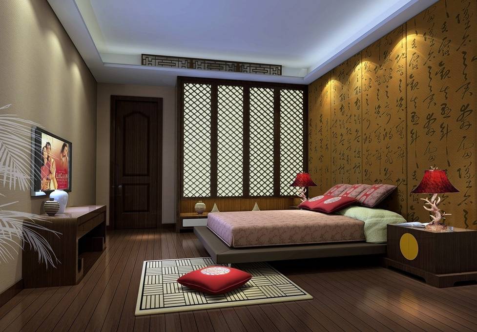 中式卧室电视背景墙设计方案