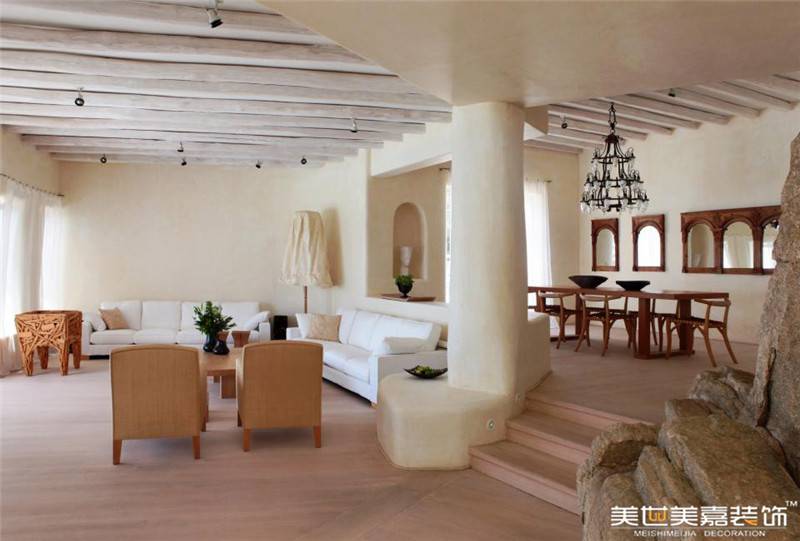 地中海地中海风格客厅别墅吊顶设计方案