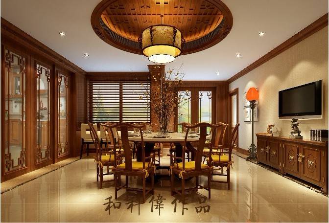 中式中式风格餐厅别墅效果图