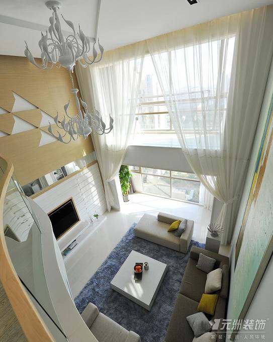 现代客厅别墅窗帘设计方案