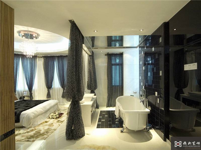 现代简约卧室浴室吊顶淋浴房设计案例
