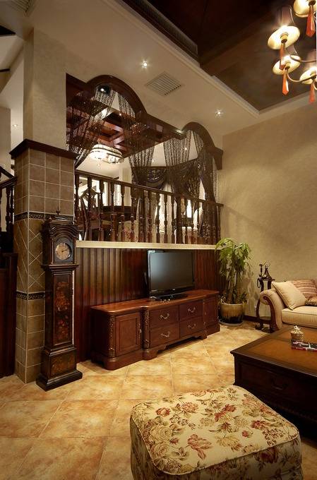 美式美式风格别墅电视背景墙电视墙设计案例