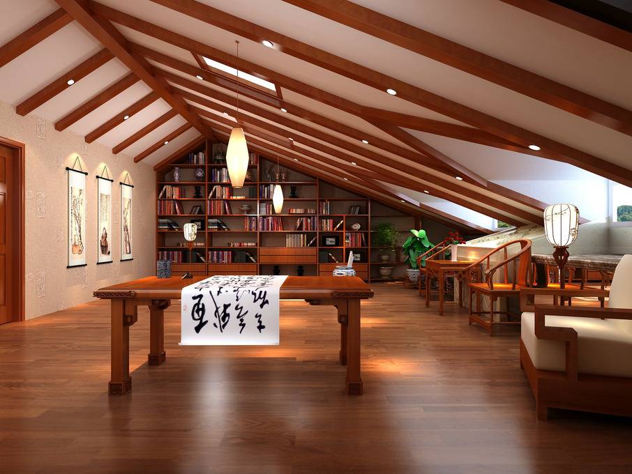 中式中式风格新中式书房吊顶装修图