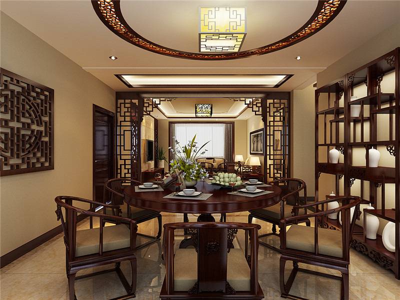 中式中式风格新中式餐厅吊顶装修图