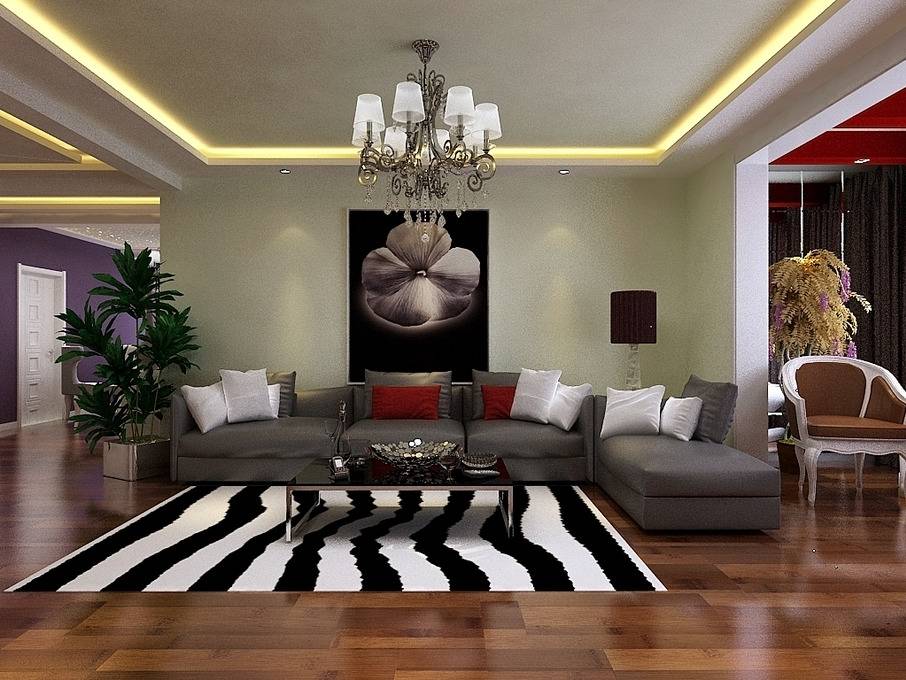 现代现代风格背景墙沙发设计图