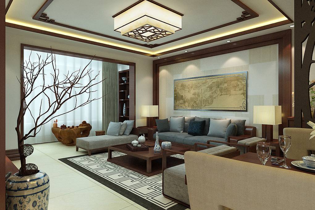 中式中式风格背景墙沙发图片