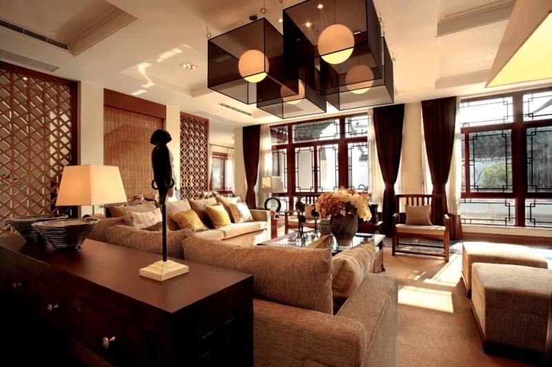 中式客厅沙发茶几效果图
