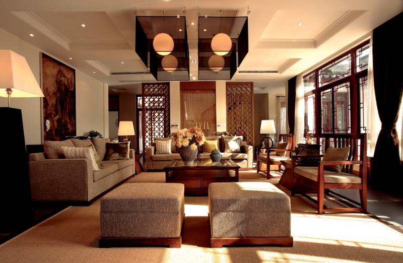 中式客厅沙发茶几装修图