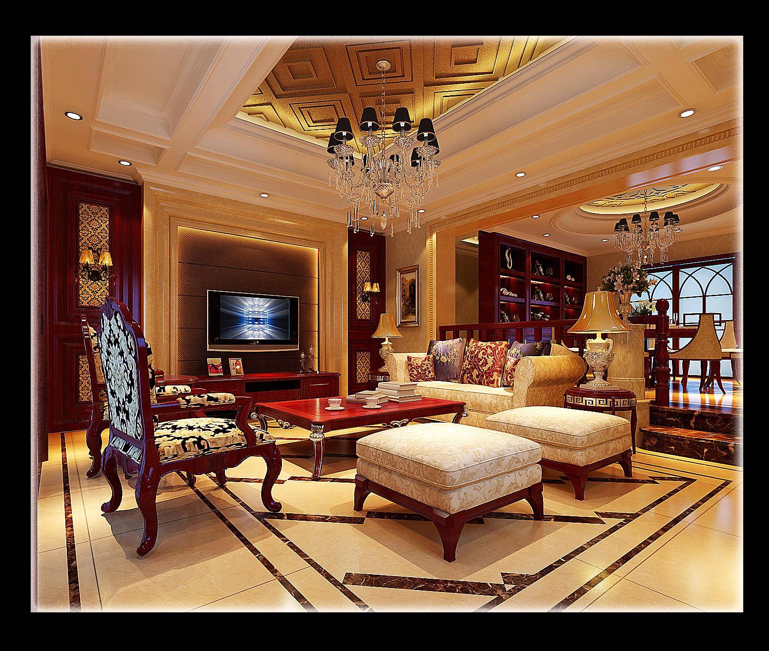 中式美式客厅设计图