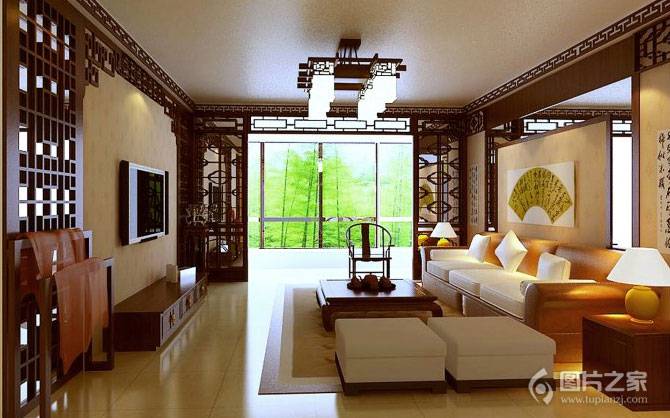别墅新中式客厅设计豪华气派